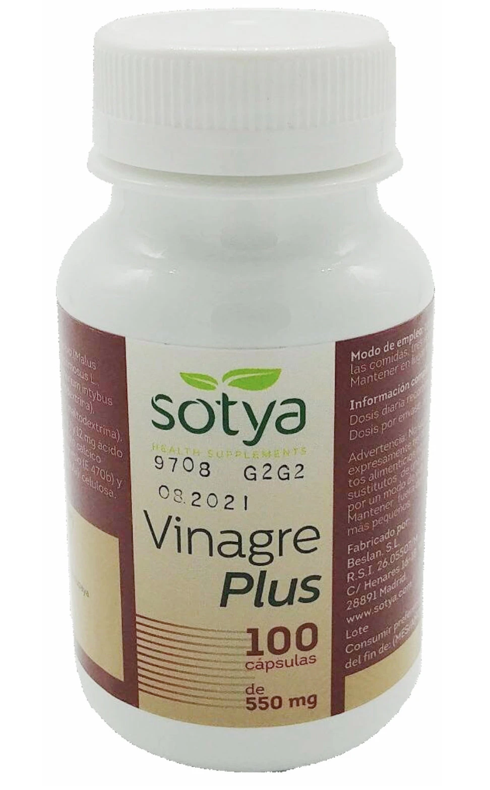 Vinagre Plus · Sotya · 100 Cápsulas