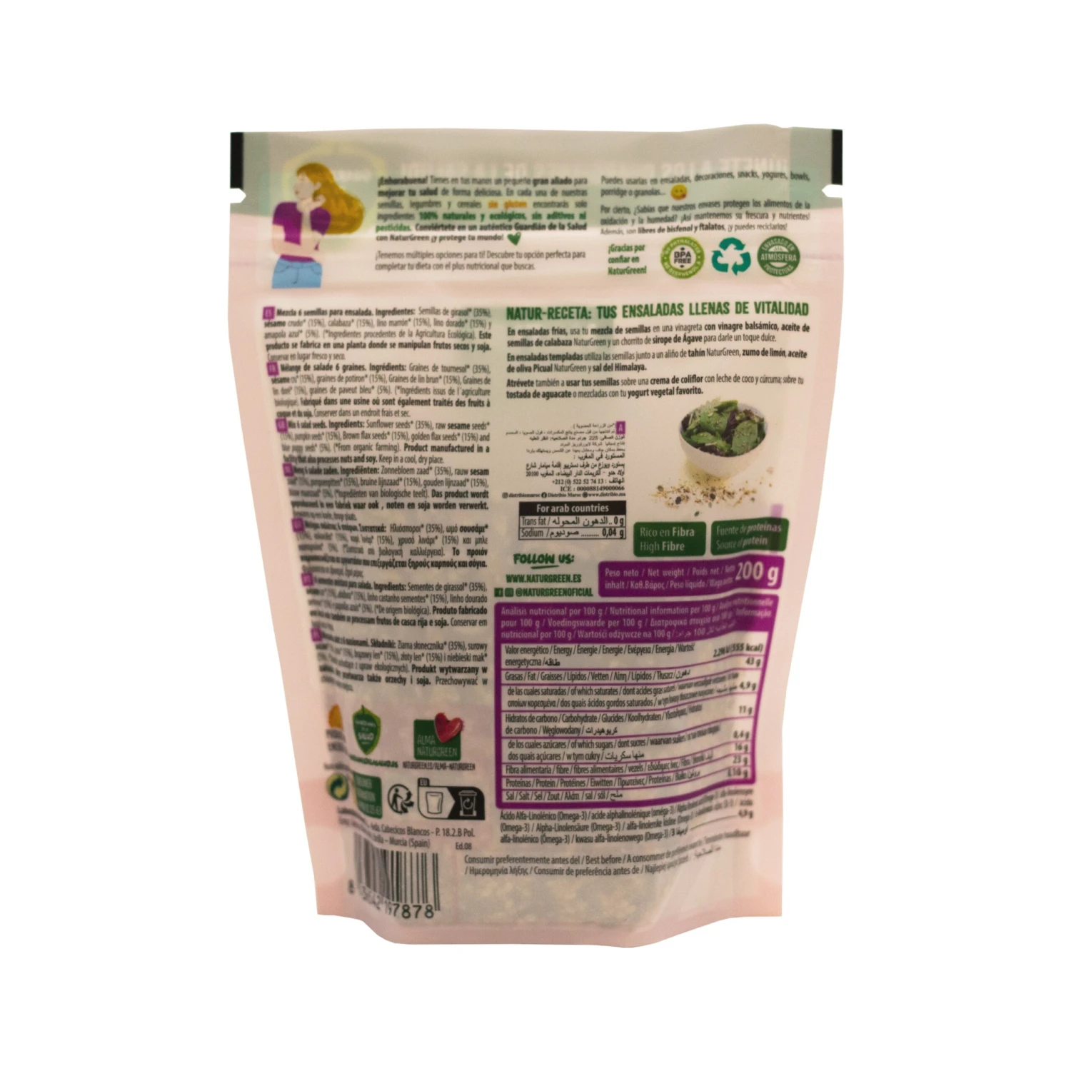 Mezcla 6 Semillas Para Ensalada Bio · Naturgreen · 200 Gramos - Imagen 2