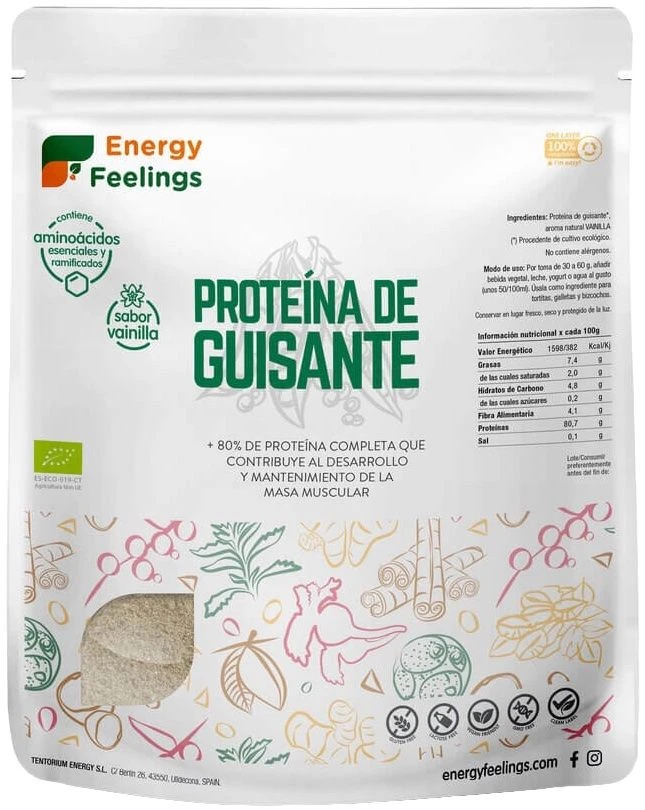 Proteína De Guisante 80% - Sabor Vainilla Eco · Energy Feelings · 1 Kg