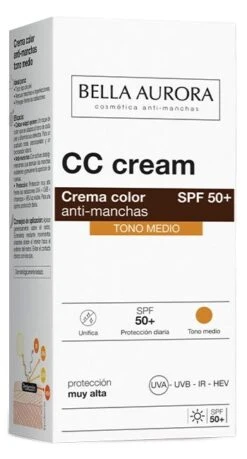 CC Cream SPF 50+ Antimanchas - Tono Medio · Bella Aurora · 30 Ml