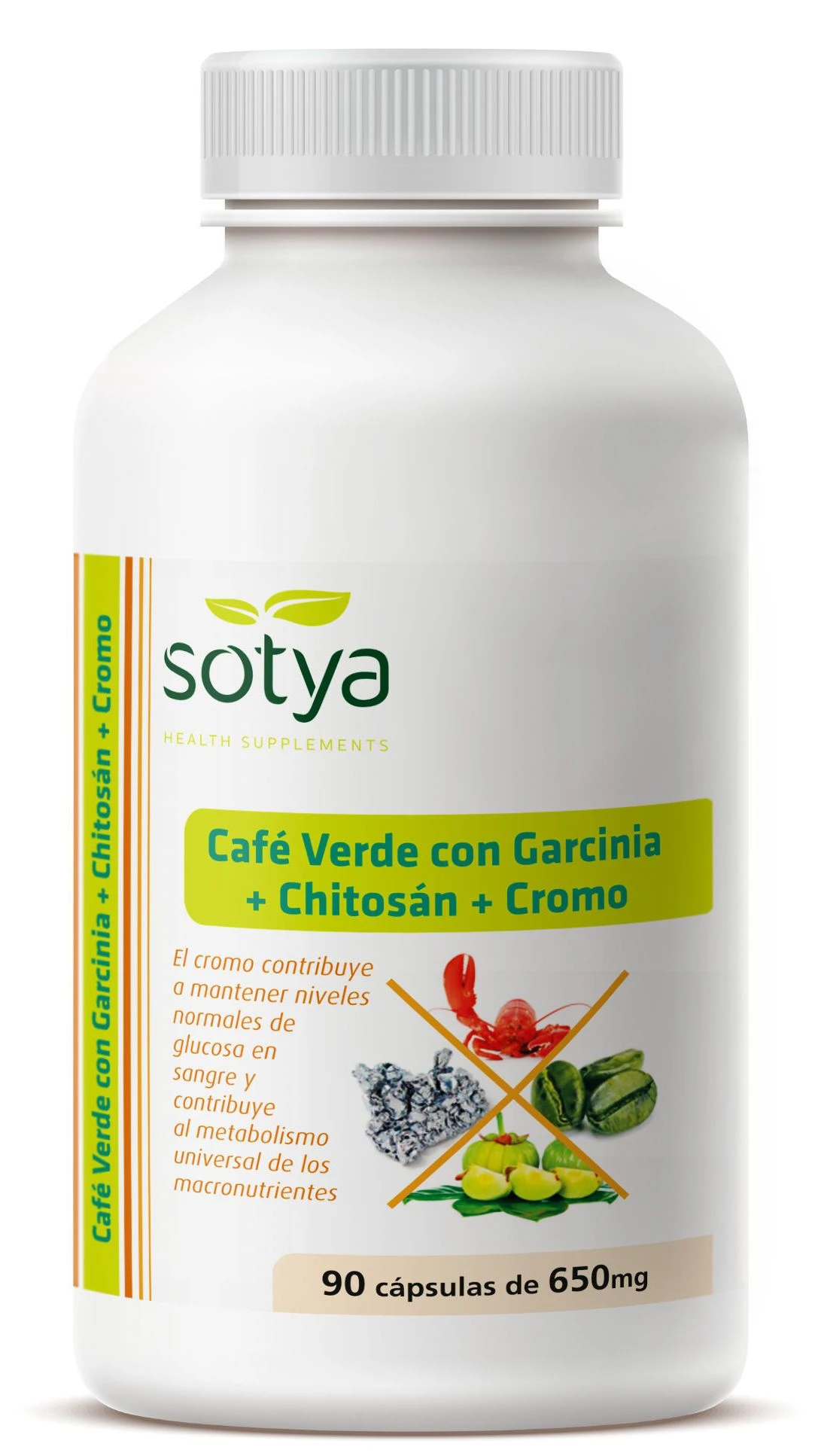 Café Verde Con Garcinia + Chitosán + Cromo · Sotya · 90 Cápsulas