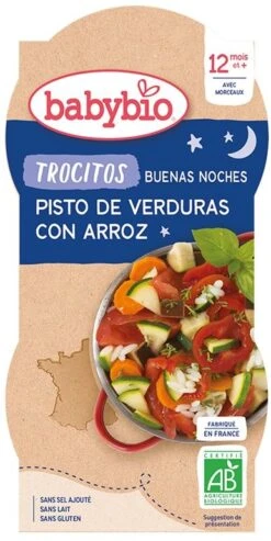 Tarritos Buenas Noches De Pisto Con Trocitos De Verduras Y Arroz · Babybio · 2x200 Gramos