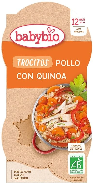 Tarritos De Trocitos De Pollo Con Quinoa · Babybio · 2x200 Gramos