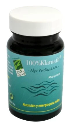 100% Klamath (Alga Verdiazul AFA) · 100% Natural · 90 Comprimidos