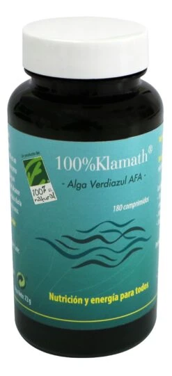 100% Klamath (Alga Verdiazul AFA) · 100% Natural · 180 Comprimidos