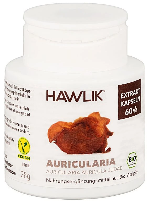 Extracto De Auricularia Bio · Hawlik · 60 Cápsulas