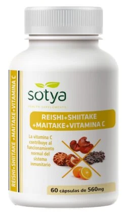 Reishi, Maitake, Shiitake Y Vitamina C · Sotya · 60 Cápsulas