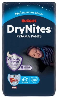 Calzoncillos Absorbentes DryNites Para Niños 4-7 Años · Huggies · 10 Unidades