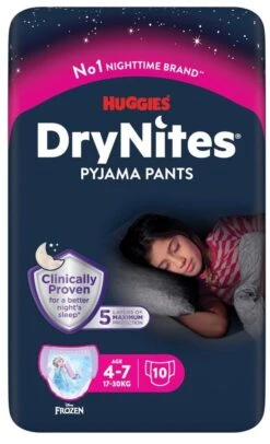 Braguitas Absorbentes DryNites Para Niñas 4-7 Años · Huggies · 10 Unidades