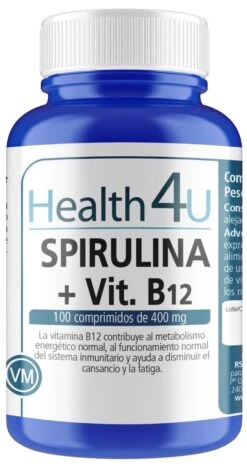 Espirulina + Vit B12 · Health4U · 100 Comprimidos