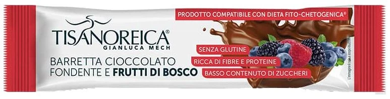 Barrita De Chocolate Negro Y Frutos Rojos · Tisanoreica · 35 Gramos