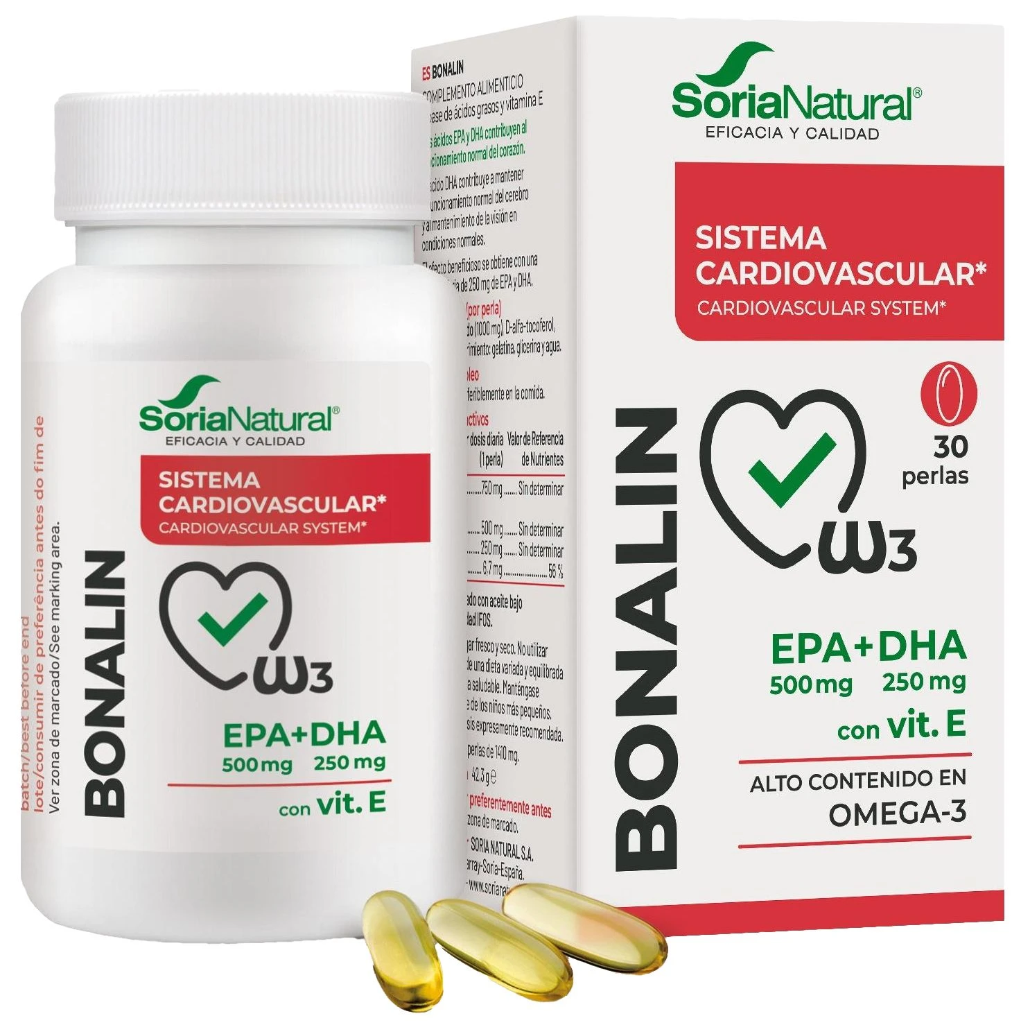 Bonalin EPA + DHA Con Vitamina E · Soria Natural · 30 Perlas