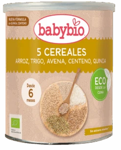 Papilla 5 Cereales Arroz, Trigo, Avena, Centeno Y Quinoa · Babybio · 220 Gramos