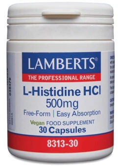 L-Histidina HCI 500 Mg · Lamberts · 30 Cápsulas